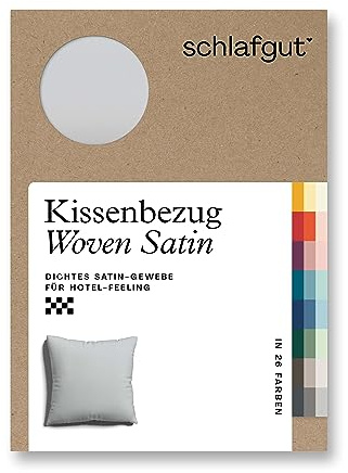 schlafgut Woven Satin Kissenbezug 40x40 cm Grey Light Uni in Premium Hotelqualität, Kopfkissenbezug einzeln mit 100% weicher Baumwolle | Kopfkissenbezug, Kissenhülle, Grau, Satin, 100% Baumwolle, Hotelqualität, bügelfrei, OEKO-TEX