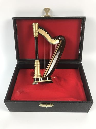 ALANO Miniatur Harfe Modell Holz Harfe Musik 14cm Miniatur Weihnachtsbaum Anhänger Dekoration Musikinstrument Kopie Geschenk mit Lederetui Weihnachten Ornament Party Dekoration