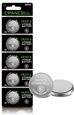 CPANCELL Batterie al litio CR2016 3V ad alta capacità (confezione da 5)