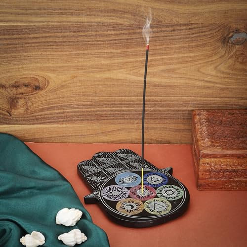 Ajuny Hamsa Räucherstäbchenhalter aus Marmor & Speckstein – Handgeschnitzt, 19x15 cm – Meditation, Yoga, Spirituelles Dekor, Geschenk Zuhause & Büro