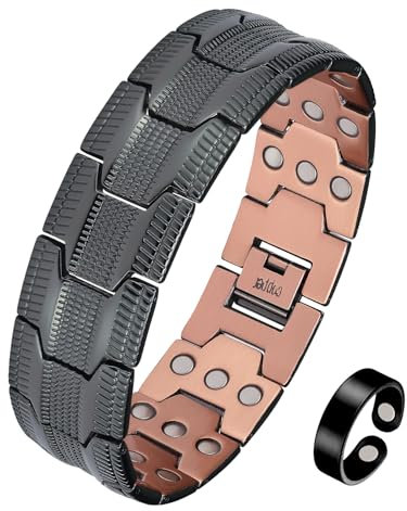 Jecanori 3X Lymph Drainage Copper Magnetic Bracelet for Men, Copper Bracelet with 57pcs Ultra Strength Magnets(3500 Gauss). Adjustable Wristband Brazaletes with Removal Tool&Jewelry Gift Box