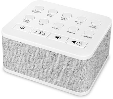 BIGMONAT Tragbare White Noise Machine,mit 10-hochwertigen Natürlichen Beruhigenden Geräuschen,mit Speicher- und Timing-Funktionen,Geeignet für Säuglinge,Kinder,Erwachsene und Home Office Reisen,Weiß