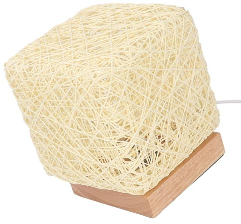Cosiki Rattanlampe, Dekorative Handgeflochtene Rattan-Tischlampe, Einzigartig für den Nachttisch