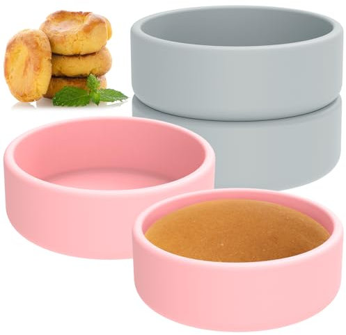 Lot de 4 moules à œufs en silicone anti-adhésif de 10,2 cm pour friteuse à air, pocheuse à air, moules en silicone pour œufs au plat, muffins, sandwichs, petit déjeuner, outil de cuisine