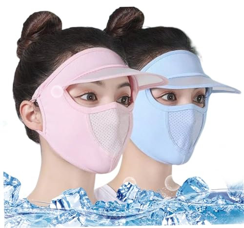 Máscara de cara completa con protector ocular para mujeres Protección UV delgada Sombreros de sombra solar para mujeres Ciclismo de verano en bicicleta de verano Seda al aire libre