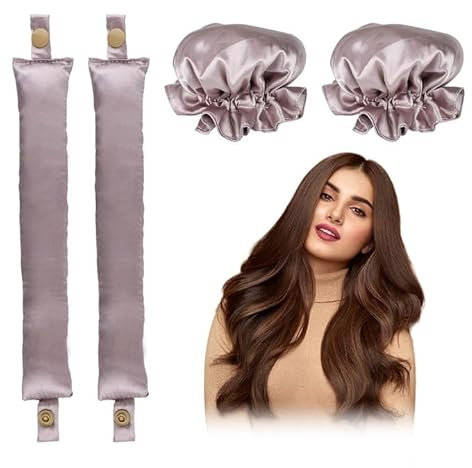 2 Stück Bun Bons, Haar Locken Ohne Hitze, Heatless Curls Band, Lockenwickler Über Nacht, Haarband Locken Über Nacht, Overnight Curls, Haarnudel Groß Dickes Haar, Lockenwickler Ohne Hitze (Lila, L)