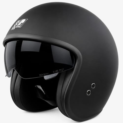 Römer Jethelm RR10701 - Motorradhelm mit Sonnenvisier + gratis klaren Visier, matt schwarz, Gr. XS-XXL