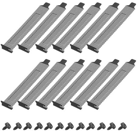 sourcing map 12PCS Black PCI Slot Cover Dust Filter, Blanking Plate Ventilation Deflector Bracket Expansion with Mesh for Computer Cases
