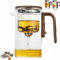 Wasserabscheidende Teekanne aus Glas mit Holzgriff, Teekanne aus Glas mit Sieb und Druckknopf, Teekanne aus klarem Glas, für blühenden Tee und losen Tee(500ml/17oz,700/24oz) (700ML)
