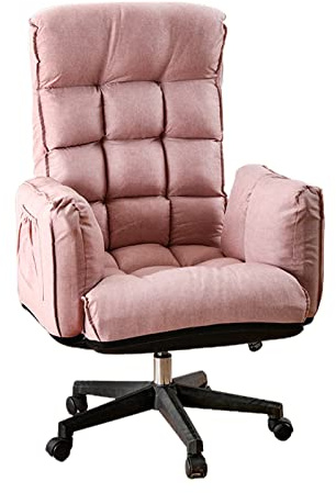 TONZN Gepolsterter Computerstuhl aus Stoff für das Home-Office, ergonomischer, bequemer Stuhl mit Armlehne, höhenverstellbarer Polsterstuhl (Pink)