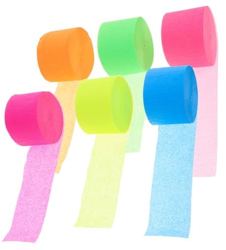 KITANDOVE Neon Crepe Paper Streamers Birthday Party Decorations Wedding Backdrop Party Streamers Neon Fans Pastel Decor