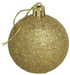 24 Bolas de Navidad 5 cm, Adornos Arbol Navidad con Cordón, Mate, Brillante Bolas Navidad, para Decoracion Navidad, Boda (Dorado Purpurina)