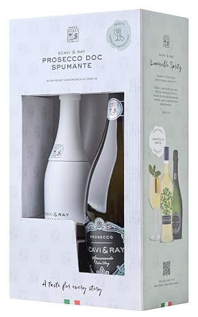 SCAVI & RAY Geschenkset Prosecco Spumante DOC (0,75l) Alk. 11% Vol. | Italienischer Schaumwein inkl. Exklusiver SCAVI & RAY Gewürzmühle – Hochwertiges Präsent für Feinschmecker