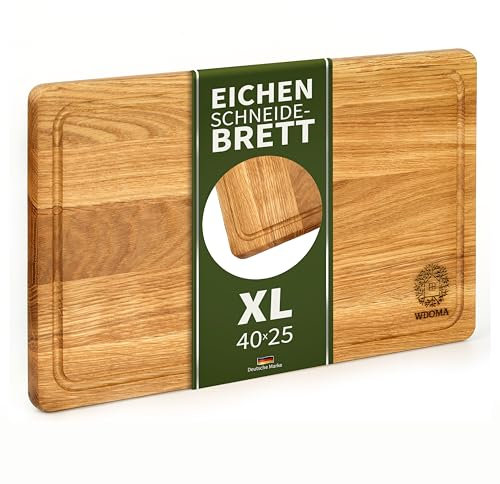 WDOMA Schneidebrett Holz aus Eiche Groß - 40x25x2 cm - Holzbrett Küche Gross - Cutting Board Wood XL - Holzschneidebrett Gross - Hochwertiges Küchenbrett Holz - Wooden Cutting Board - Chopping Board