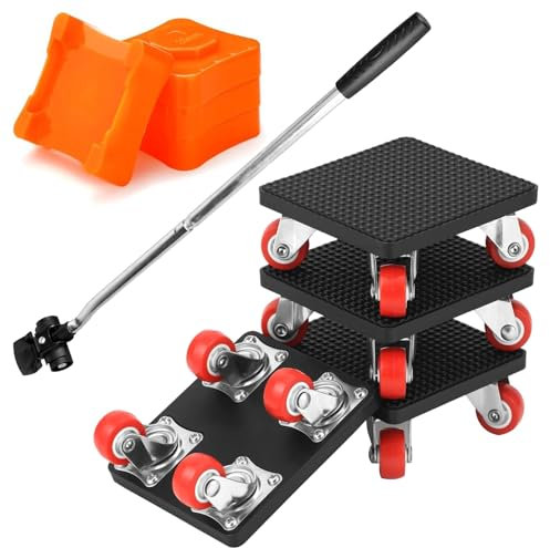 4 Stück Möbelrollen, Möbel Transportrollen Set mit Lastenheber für Umzug Schwere Möbel 400KG Rollen für Möbelheber, 360 Grad Drehbar Rads Möbelrollen Schwerlast mit Möbelroller Transportroller