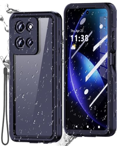 Miimall for Moto G 5G 2025 Case and Screen Protector, [IP68 Waterproof] [Military Grade Protection], 360° Full Body Heavy Duty Shockproof Dustproof Silicone Cover for Motorola Moto G 5G 2025, Black