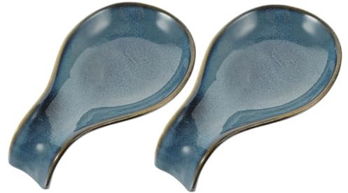 Zerodeko 2pezzi Spoon Rest Ceramica Da Supporto Per Cucchiai e Mestoli Design Elegante Per Cucina e Tavola Per Salse e Snack