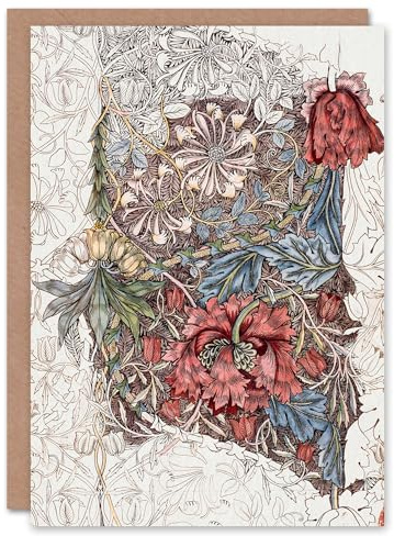 Artery8 William Morris Art Card Honeysuckle Flowers Drawing