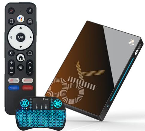 Android 14.0 TV Box 8 GB RAM 128GB Rom, 2025 TV Box Android Wi-Fi 6 2,4 g/5,8G 1000M Ethernet 8K/4K H728 Octa Core BT 5.0 USB 3.0 con Tastiera Mini Wireless,4gb+32gb