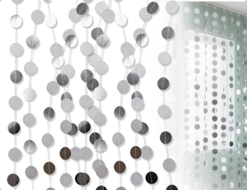 Emezddo 3 Stück Runde Girlande,Hängende Circle Dots Garland,verwendet für Geburtstage Jubiläen Hochzeiten Dekoration Kinder Party,Zuhause,Outdoor(Silber)