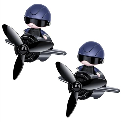 2PACKS Fragrance Flyer For Car, 2025 New Cartoon Pilot Air Fresheners Vent Spinners Fan, Automotive Air Fresheners, Cute Aromatherapy Toy Clip Rotating Propeller Diffuser Automotive Outlet