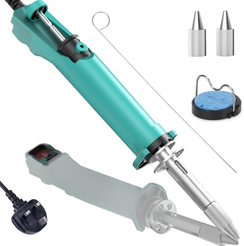 YIHUA 929D-VI Temperature Controlled Electric Desoldering Iron with Upgraded Performance Heated Solder Sucker Tool with 3 Nozzles Soldering Iron Pump Function(UK Plug)