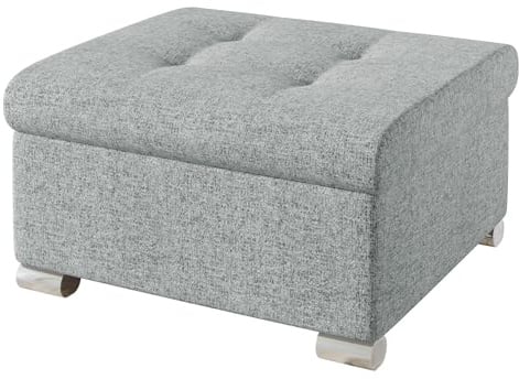Mirjan24 Hocker Niko Klein mit gestepptem Sitz (Corbett 82) | Kompakter quadratischer Sitzhocker in klassischer Form mit gesteppter Sitzfläche und verchromten Füßen