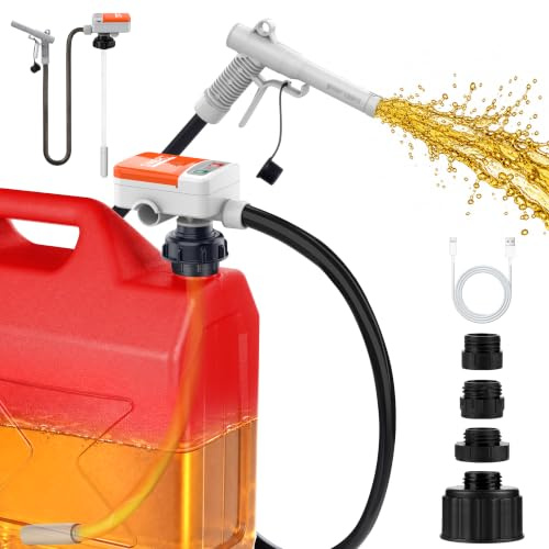 Cordless Fuel Transfer Pump for Gas Cans, 3.5 GPM High Flow with Auto-Stop | Portable Gas Can Pump Battery Operated, Fluid Transfer Pump for Oil, Gasoline, Kerosene, Diesel, Universal Fit & Leak-Proof