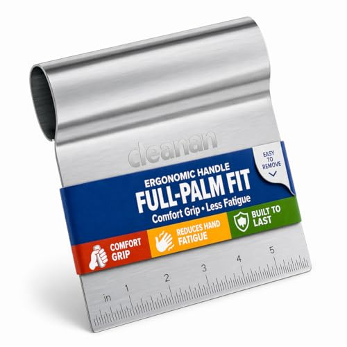Bench Scraper for Baking & Dough Scraper Tool, Stainless Steel Pastry Divider with Metric Scale, Multi-Purpose Griddle Scraper for Bread, Pizza & Cake, Dishwasher Safe & Rust-Resistant