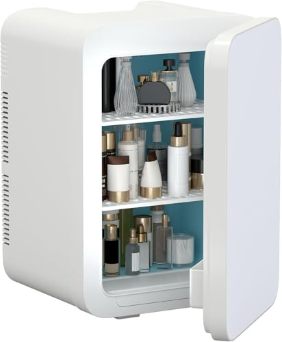 eklipt 20L Mini Fridge for Bedrooms, Portable Beauty Skincare Refrigerator | 26 Cans Capacity, AC/DC Powered, Quiet Mode, Cosmetics Drinks Cooler, Small Personal Desk Fridge for Office, Car, White