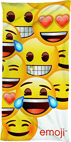 Emojie Badetuch Smiley 75 cm x 150 cm - 100% Baumwolle Strandtuch/Standlanken/Handtuch/Saunatuch/Badelaken - Emojis Kuschelweich passend zur Bettwäsche