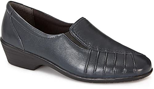 Leather Slip On Shoes - Navy Size 6