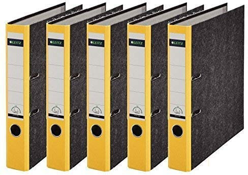 Leitz hochwertiger Ordner 180°, schmal | 5er Pack, gelb, 1