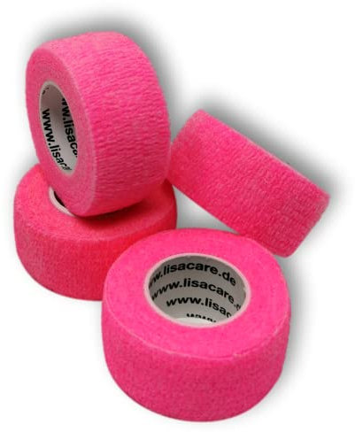 LisaCare Pflaster selbsthaftend - elastisches, wasserfestes, staub- fett- und schmutzabweisendes Pflaster - Neonpink - 4 Rollen á 2,5cm x 4,5m