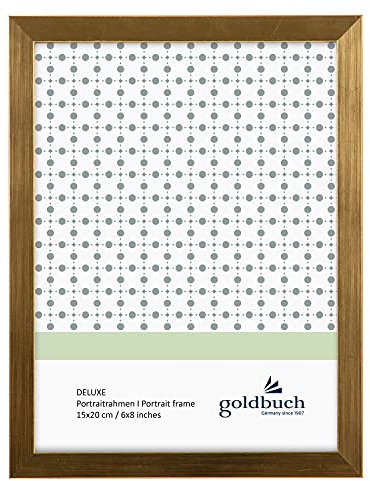 goldbuch 93 0374-Bilderrahmen Deluxe, Fotorahmen für Bild im 15x20 cm Format, Portraitrahmen mit Aufsteller, Einzelrahmen, Foto Rahmen, Frame gold, Kunststoff, ca. 22,3 x 17,2 x 1,5 cm