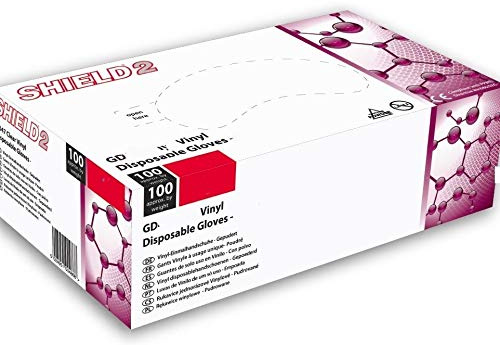 100 x Clear Vinyl Gloves Medium - Powdered - SKU: GD47-M