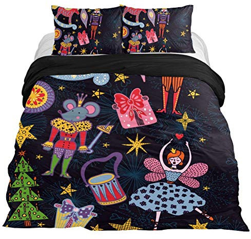 Eslifey Nutcracker Christmas Horse Mouse Lightweight Bedding Duvet Cover Set Comforter Quilt Cover Zipper for Bedroom