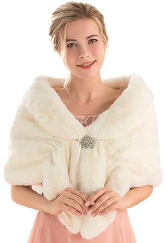 Zoestar femmes fausse fourrure châle des années 1920 de mariage étoles et enveloppes de fourrure de fantaisie robe haussement d'épaules de fourrure pour les mariages