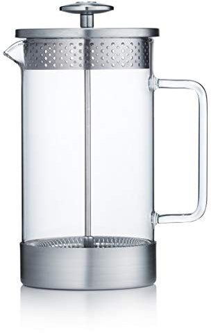Barista & Co Core French Press Coffee Maker - Plastic Free Tea and Coffee Strainer with Borosilicate Glass Beaker, Metal Filter and Removable Steel Base - Steal 1000ML Manual Tea and Coffee Infuser