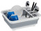 Relaxdays Falt Abtropfgestell, Geschirr & Besteck, Abtropfkorb Küche & Camping, faltbar, Silikon, Kunststoff, weiß-grau 10027853_111, 12.5 x 36.5 x 31.5 cm