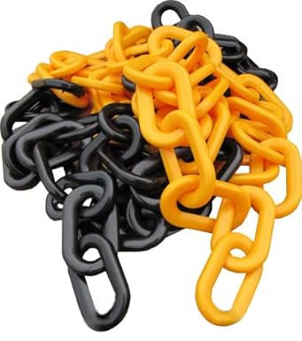 Flexibarrier Absperrkette/Plastikkette/Kunststoffkette - 8mm kette, 25m (Schwarz-Gelb)