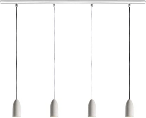 Buchenbusch urban design 4er Küchenlampe hängend light edition, Pendelleuchte Esstisch mit Textilkabel Dunkelblau, Hängelampe Wohnzimmer aus Beton