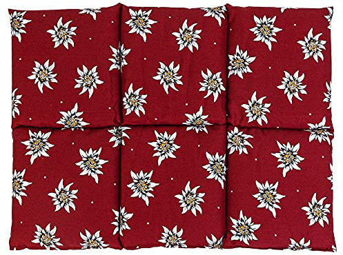 Cuscino con semi di uva 40x30 6 compartimenti, edelweiss (stella alpina). Cuscino termico per forno, microonde e frigorifero.