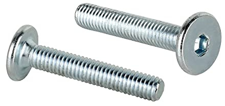 woplus 10 Stück Flachkopfschrauben Möbelschrauben Möbelverbinder Stahl Verzinkt M6 x 35mm Flachkopf Antrieb:Innensechskant SW4 (10 Stück M6 x 35mm)
