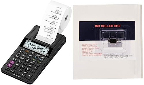 Casio HR8RCE Calculatrice Imprimante Semi Professionnelle Noir & 1 x Ruban IR40 Noir GR 744