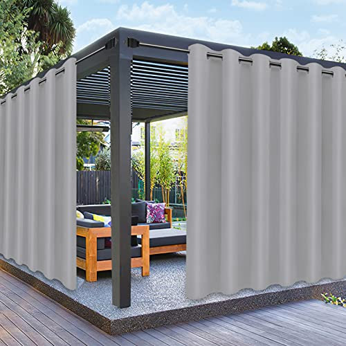 PureFit Rideaux d'extérieur pour terrasse - Imperméable - Résistant aux intempéries, aux UV et à la décoloration - Pour tonnelle, porche, pergola, brise-vue - 250 x 274 cm - 1 panneau - Gris clair
