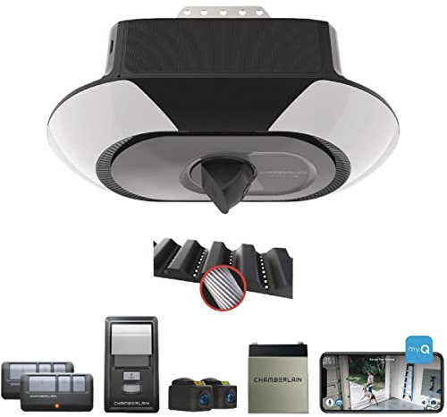 Chamberlain B6753T Smart Garage Door Opener, Video Streaming & Advanced Corner LED Lighting-myQ Smartphone Controlled-Ultra Quiet, Strong Belt Drive & MAX Lifting Power