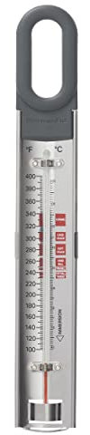 KitchenAid Curved Candy and Deep Fry Thermometer, Adjustable silicone coated clip fits most cookware, Charcoal Gray