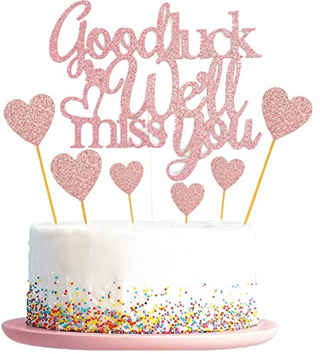 Elicola We Will Miss You Good Luck Cake Toppers Glitter We Will Miss You Cake Topper for Job Change Retirement Graduation Party Cake Decorations