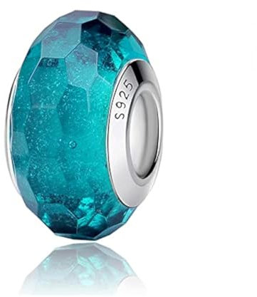 Nbsameng Charm en Cristal de Murano, Colgante para Pulsera y Cadena para Mujer, Charms de Plata 925%,Azul